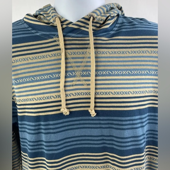 Dravus Hoodie Mens Medium Blue Tan Navajo Tribal Aztec Pattern Drawstring - Picture 7 of 7